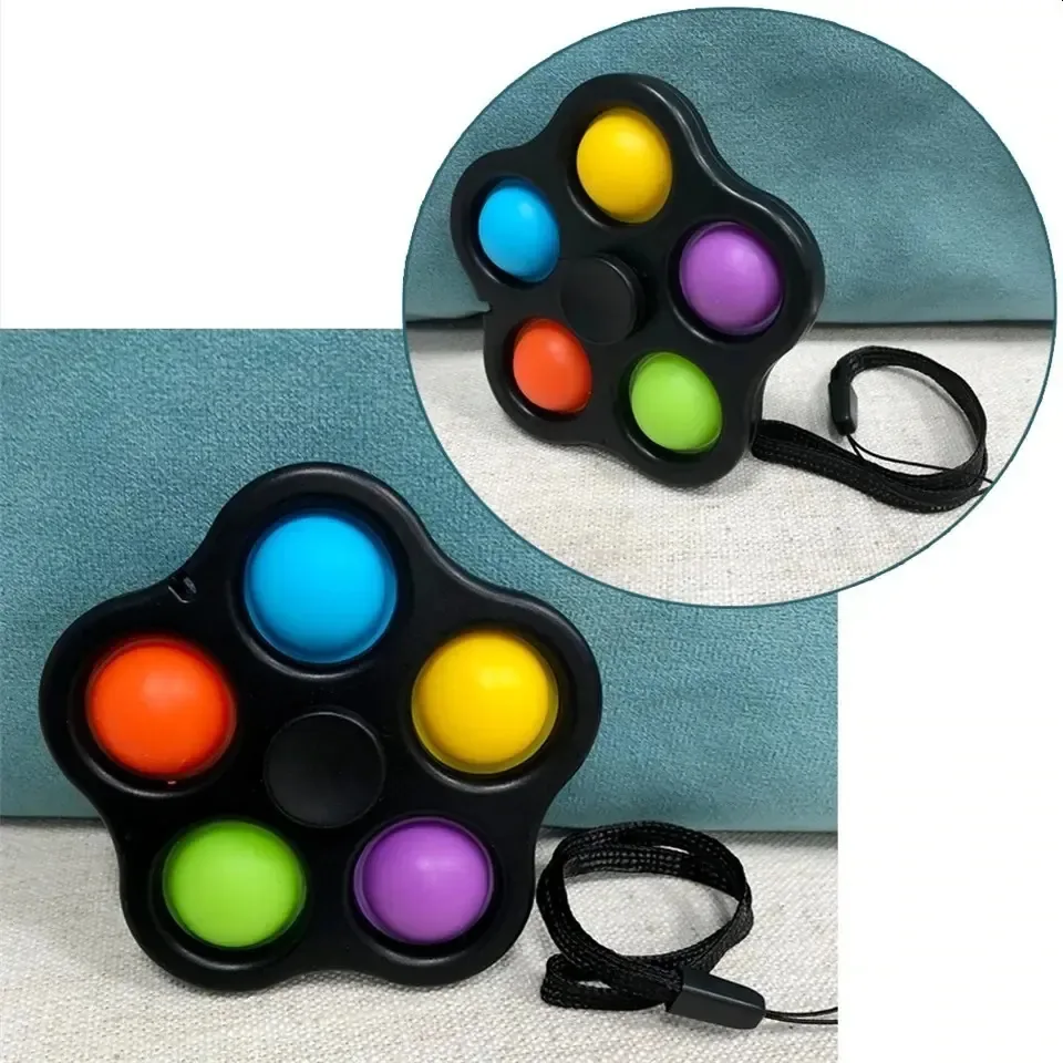 Spinner Popit Color Black 5 Bubbles Black
