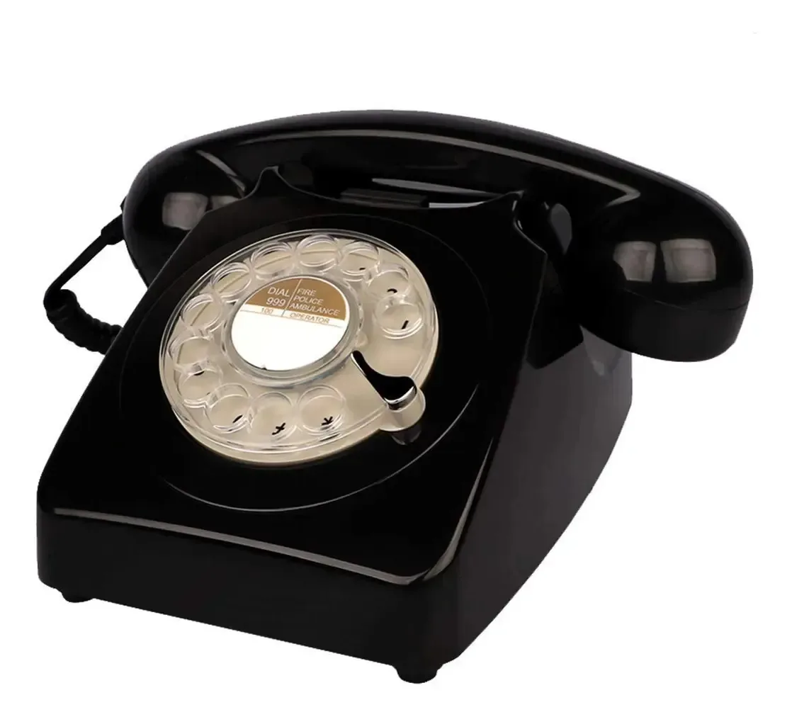 Livedolls, Telefone fixo clássico vintage com fio e mecanismo giratório para casa, escritório, hotel (#6)