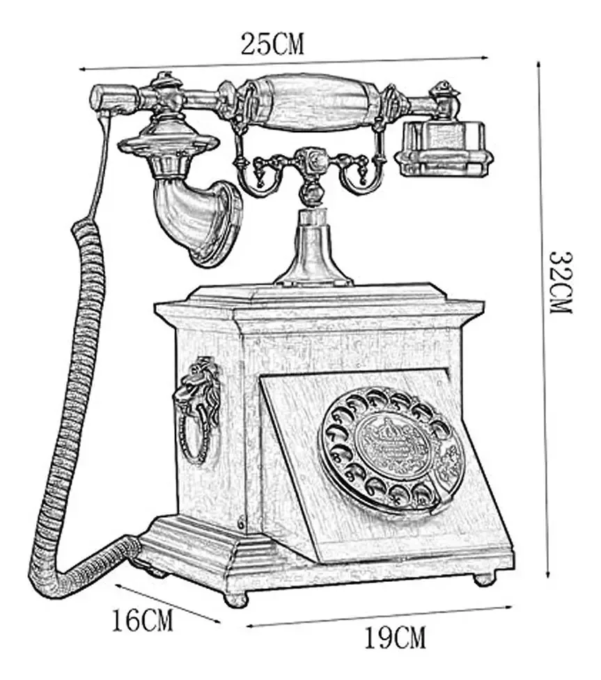 Livedolls - telefone fixo digital clássico europeu vintage, telefone fixo com fio retrô para decoração de casa, hotel e escritório