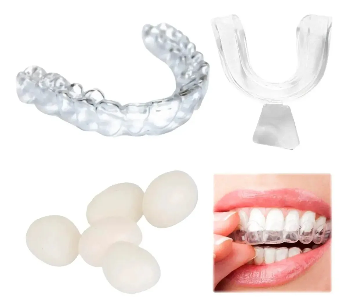 Kit de placas relaxantes musculares para bruxismo e dentes falsos moldáveis