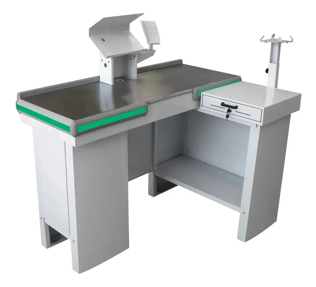 Checkout Leve De 1,30m Mesa Reta Com Kit Innal Cor Branco Perfil Verde