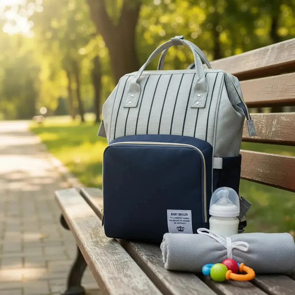 Bolsas e mochilas maternas - modelo de bolsa de bebê, cor azul escuro