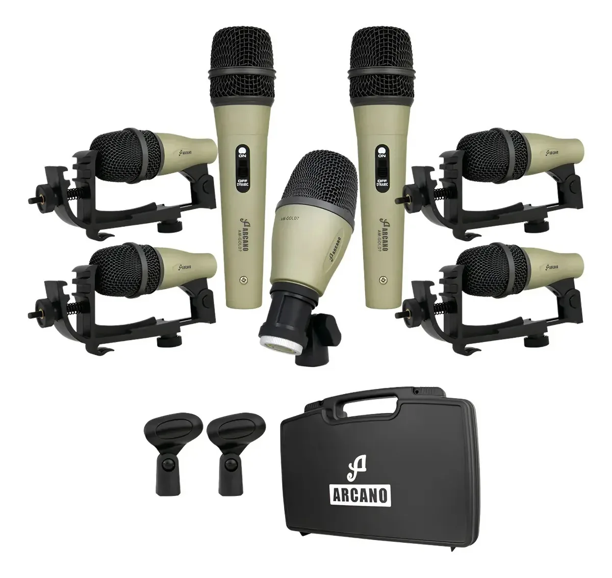 Kit De Microfones Dinâmicos Arcano Am-gold7 Para Bateria Gold