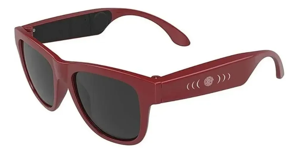 Óculos de sol de skate sem fio com áudio Bluetooth, fones de ouvido, música e chamadas viva-voz, para homens e mulheres (cor: vermelho)