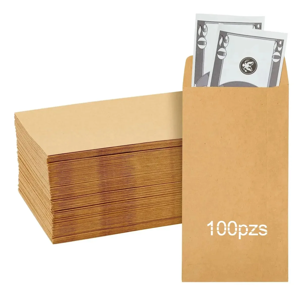 100 envelopes de dinheiro com notas e papel de folha de pagamento 8,9x16,5 cm