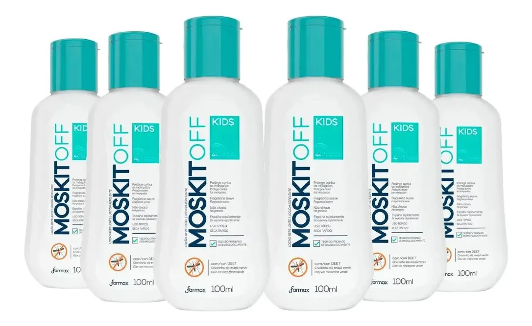 Kit 6 Loções Repelentes Kids Moskit Off 100ml Farmax