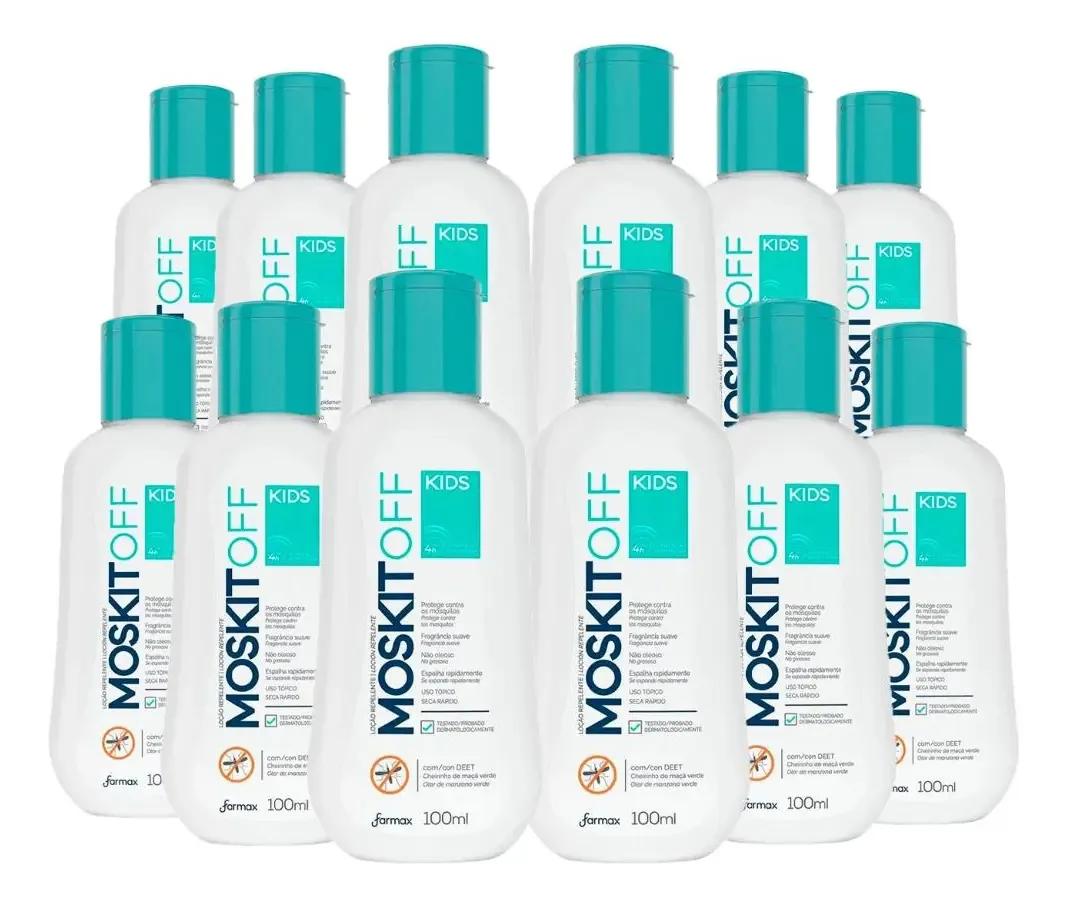 Kit 12 Loções Repelentes Kids Moskit Off 100ml Farmax