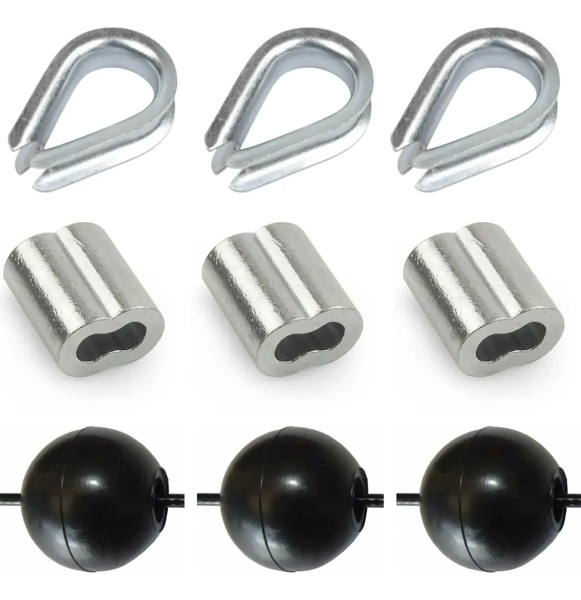 Kit 5 Sapatilhas 3/16, 5 Prensa Nicopress E 5 Bolinhas 3/8