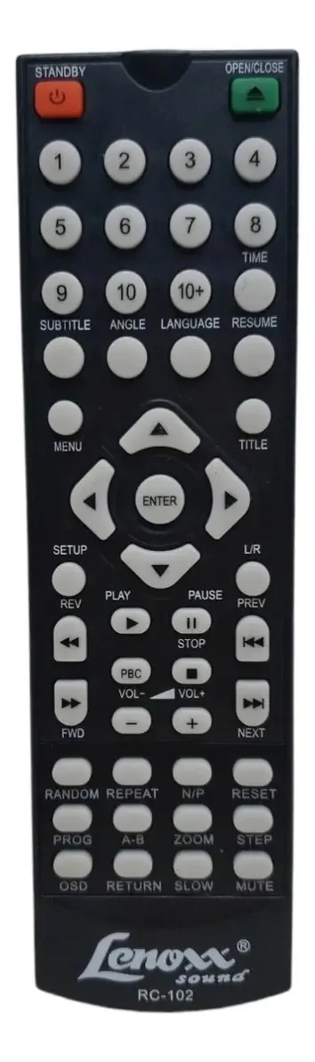 Controle Remoto DVD Eletronica Castro RC-102 Lenox Inovox Preto