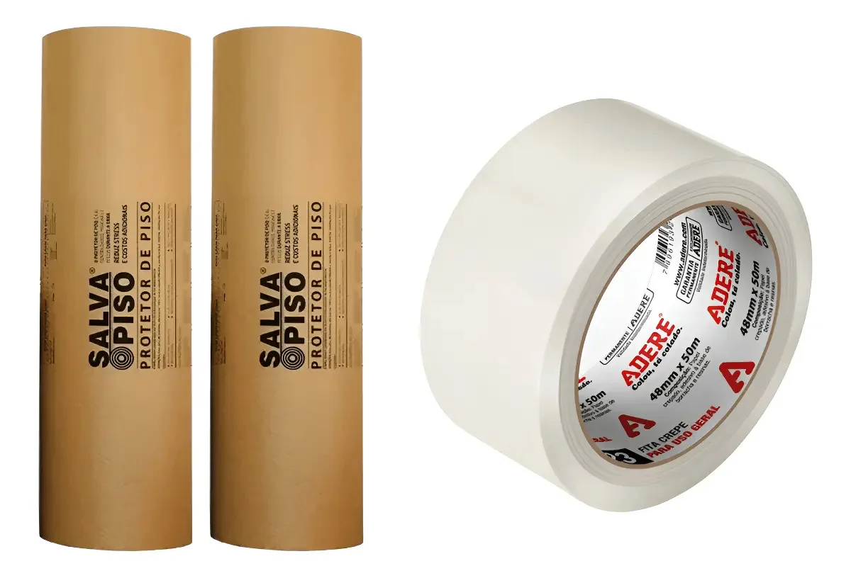 2 Rolos Protetor De Piso Para Pintura + Fita Crepe