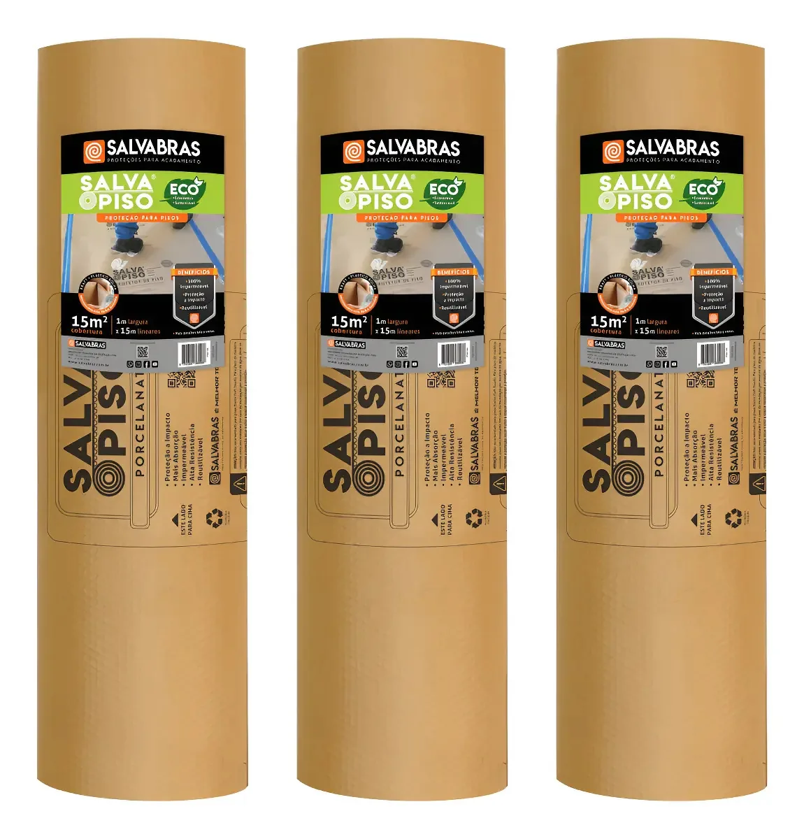 Kit 3 Rolos Salva Piso Eco Proteção Para Pintura 1x25m