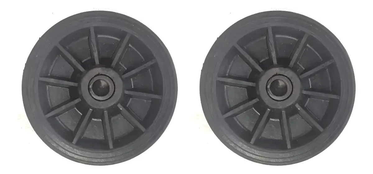 02 Rodas Borracha Maciça Integral 8' Eixo Furo Bucha 7/8 Rodas Preto