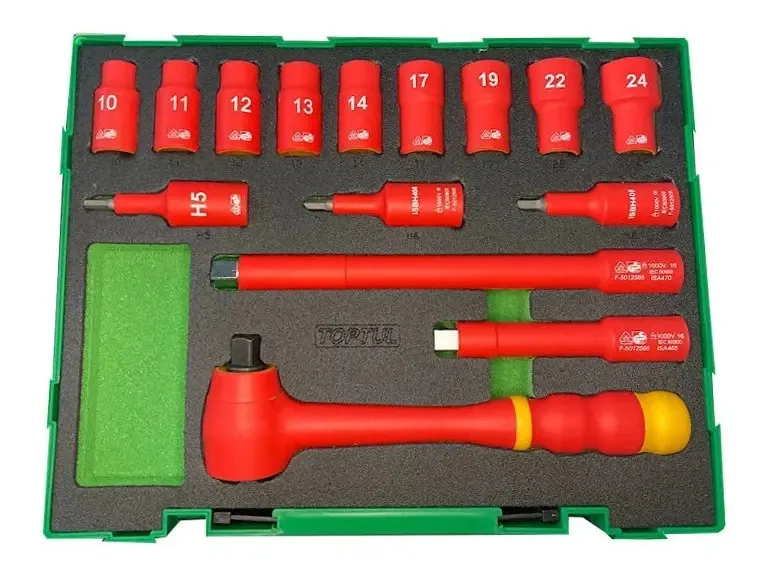 Jogo Soquete Enc. 1/2 10-24mm Sextavado Isolada 1000v Toptul