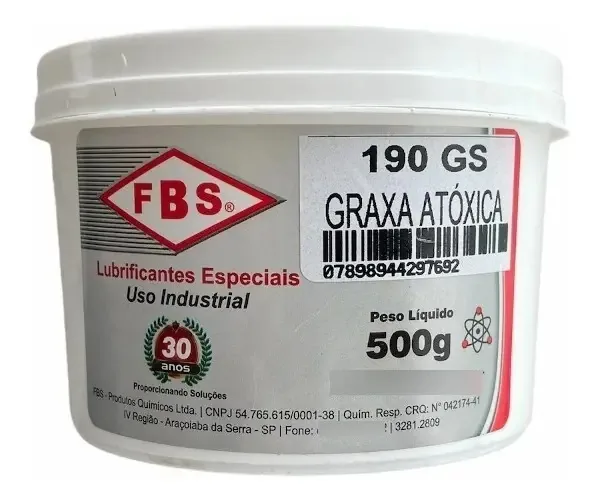 Graxa Branca Sintética Atóxica Alimentícia 190gs - 500g Fbs
