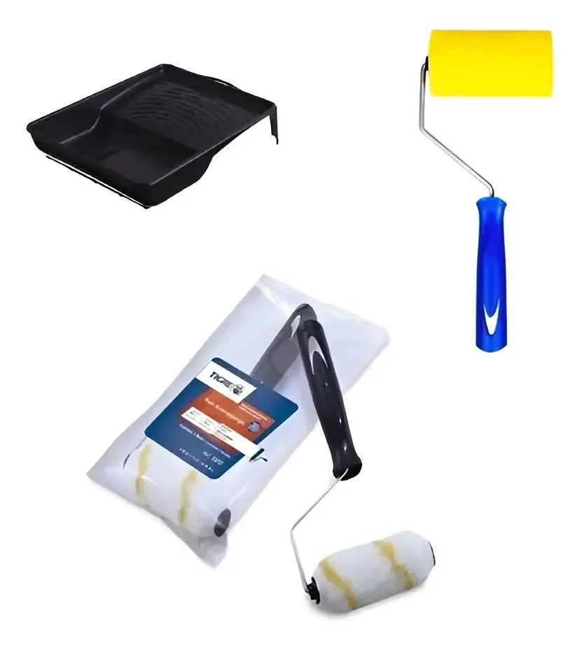 Kit Pintura Bandeja + Rolo Lã 15cm + Rolo Espuma 5cm Tigre