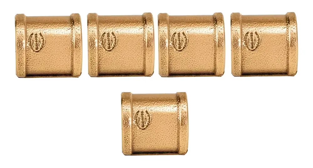 Luva de Bronze 1 Polegada Eluma para Instalações Hidráulicas - Kit 5 Peças