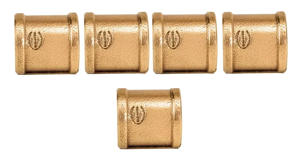 Kit com 5 Luvas Roscáveis de Bronze Eluma 3/4" para Instalações