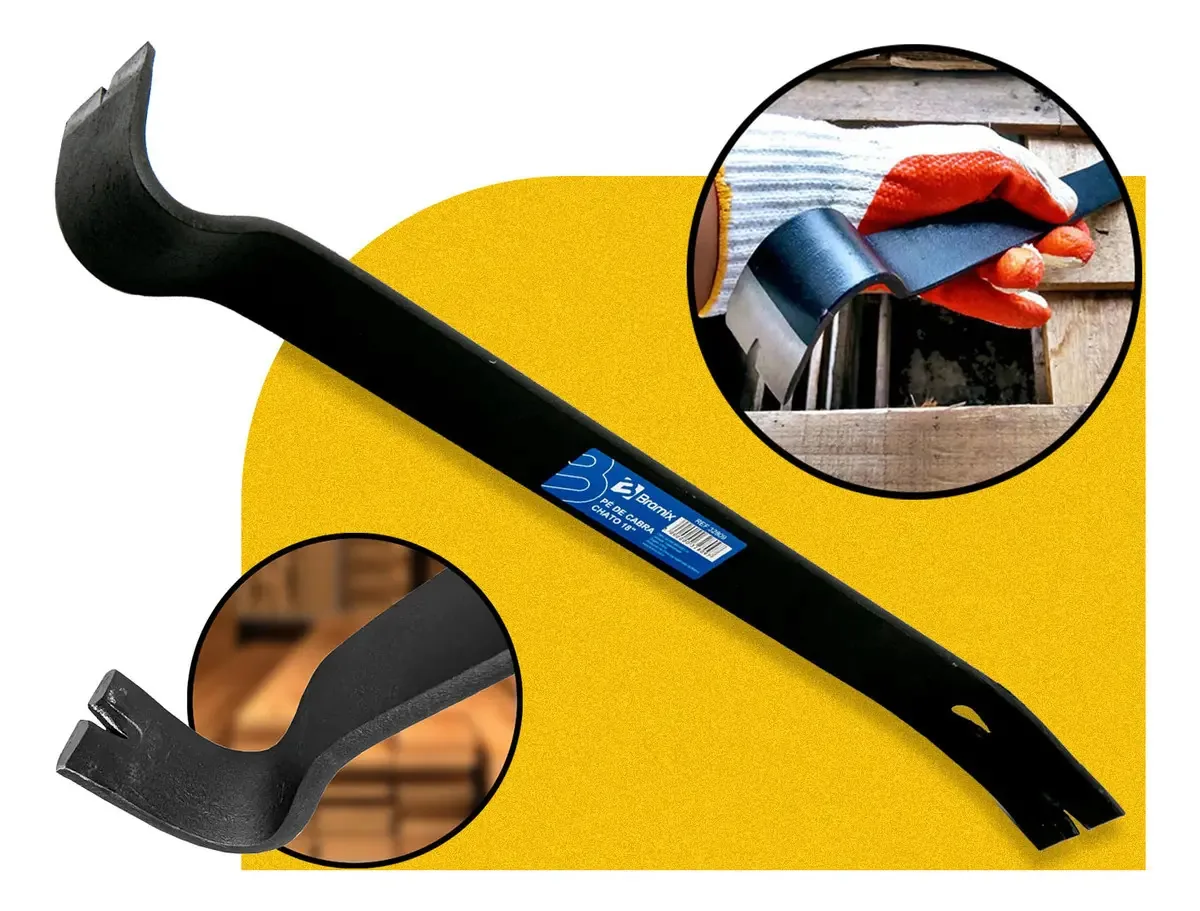 Pé De Cabra Chato 45cm Bramix Aço Alta Resistência Construção