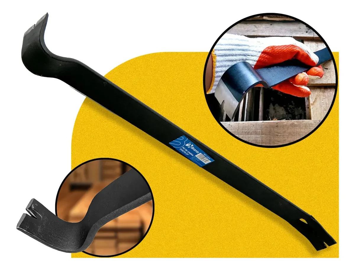 Pé De Cabra Chato 24 Pol 60cm Aço Resistente P/ Obra Bramix