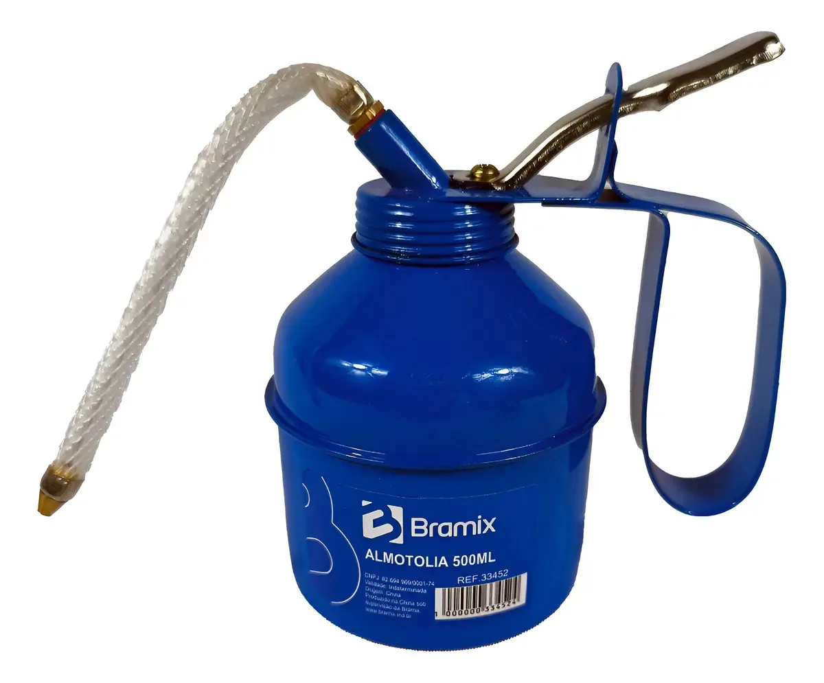 Bomba Óleo Almotolia Metálica 500ml Bramix Bico Flexível