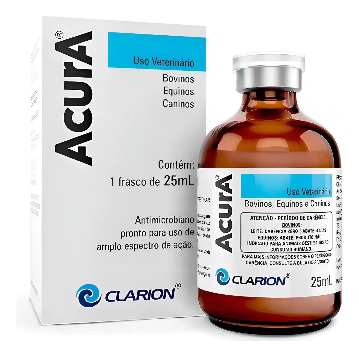 Clarion Acura Antimicrobiano 25mL Bovinos Caninos Equinos Kit 3 Unidades