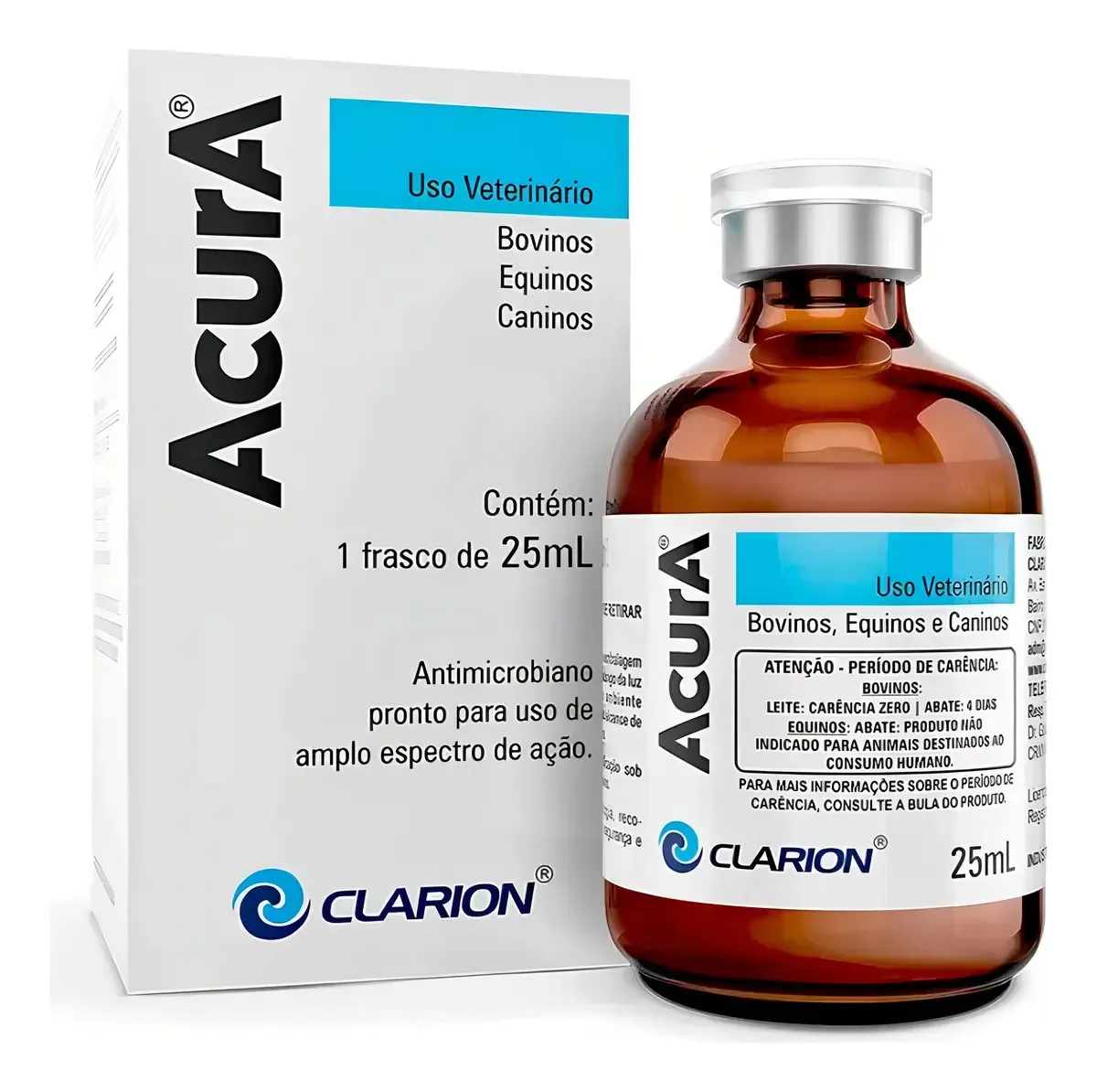 Kit 10 Acura Antimicrobiano Clarion 25 mL Liquid Equinos Bovinos Caninos