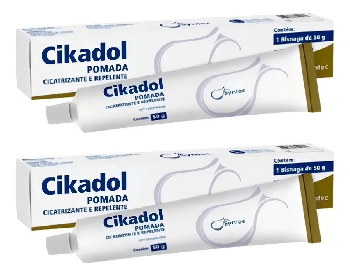Kit 2 Pomadas Syntec Cikadol Cicatrizante Repelente Cão/Gato 50g