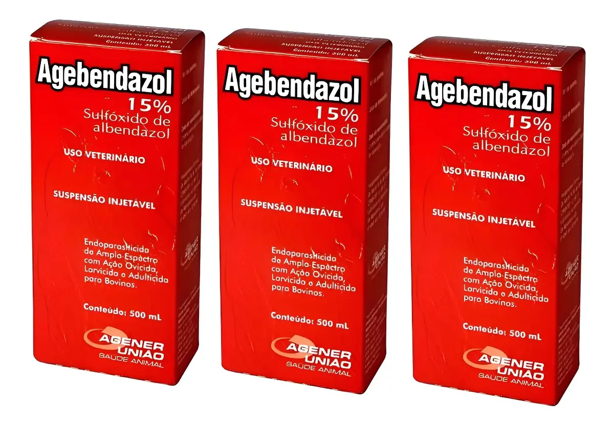 Kit 3 Unidades Agebendazol 15% Agener 500ml Anti-helmíntico Bovinos