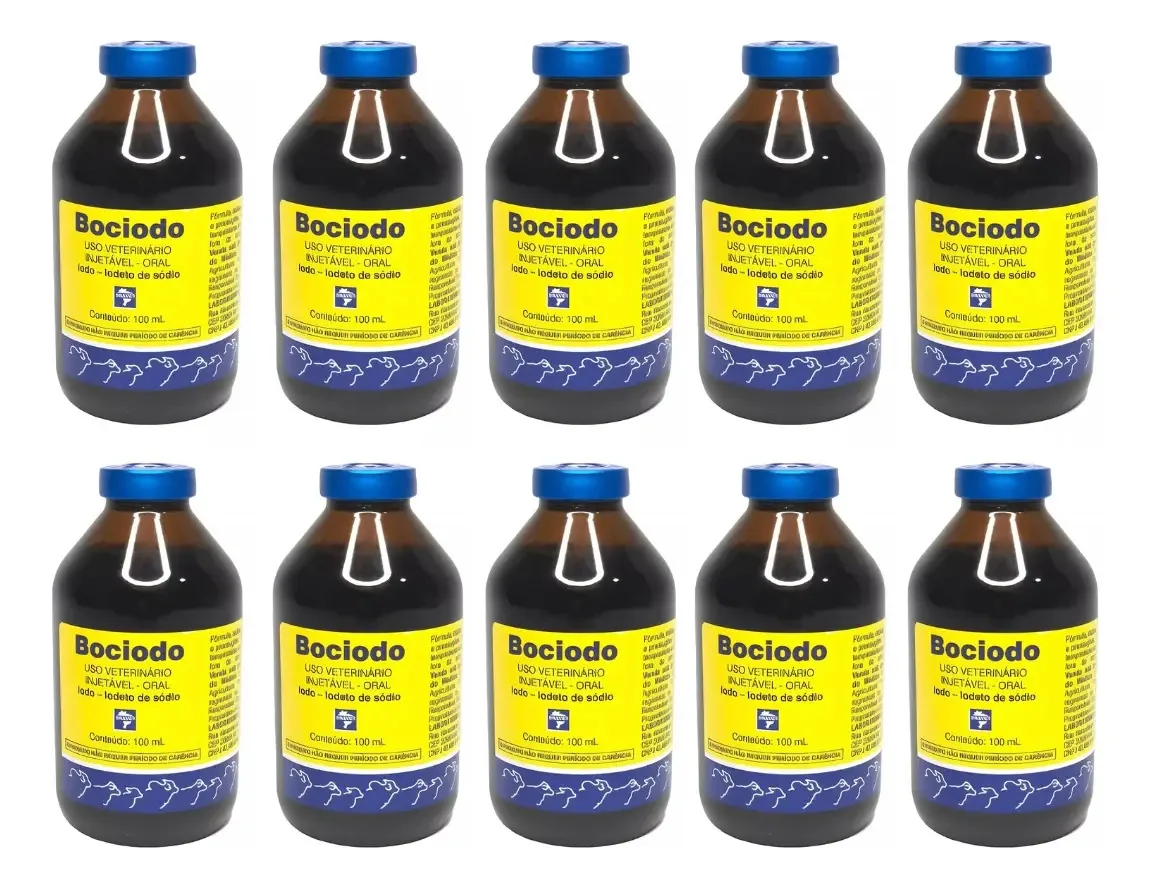 Kit 10 Frascos Suplemento Nutricional Bociodo Bravet para Cavalos 100mL