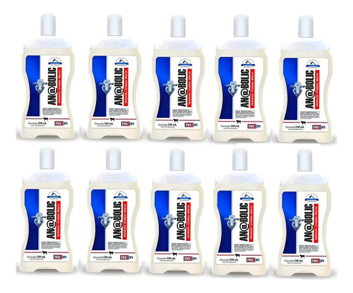 Kit 10 Noxon Anabolic Suplemento Líquido 200ml Animais Bovinos