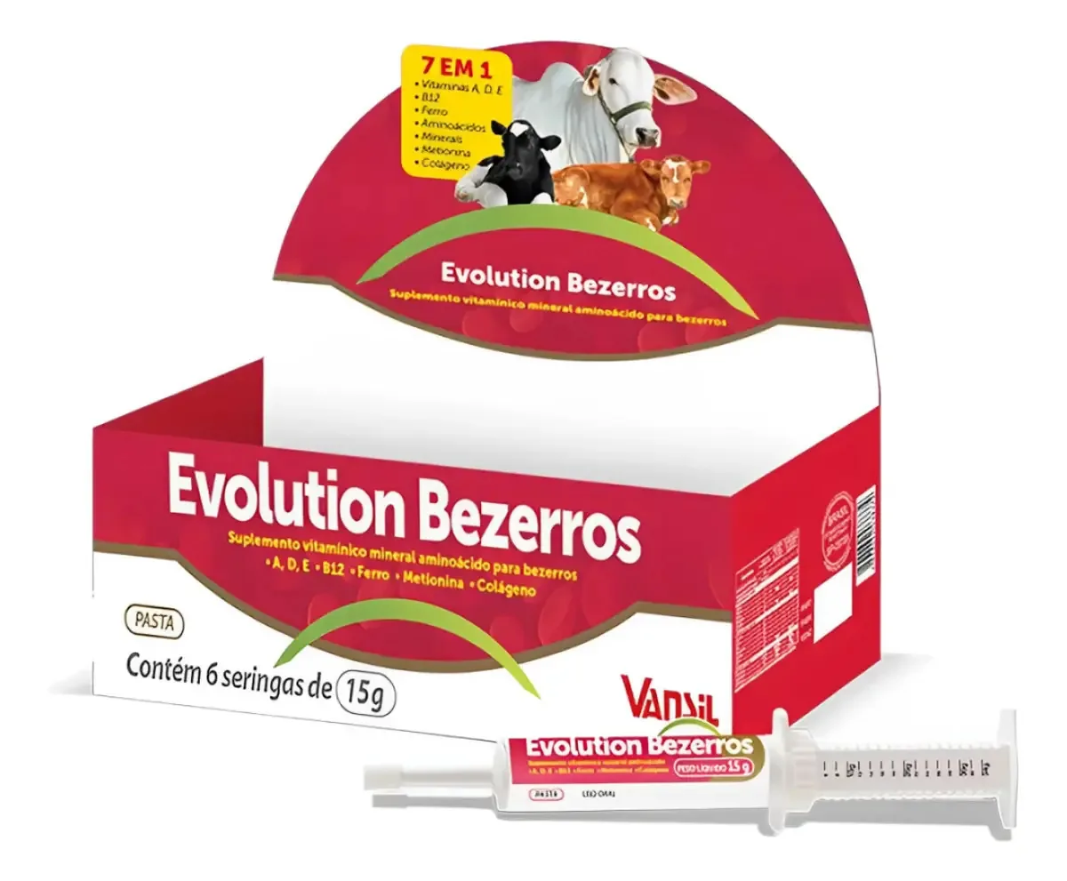 Caixa 6 Suplementos Vansil Evolution Bezerros 15g Minerais Probióticos