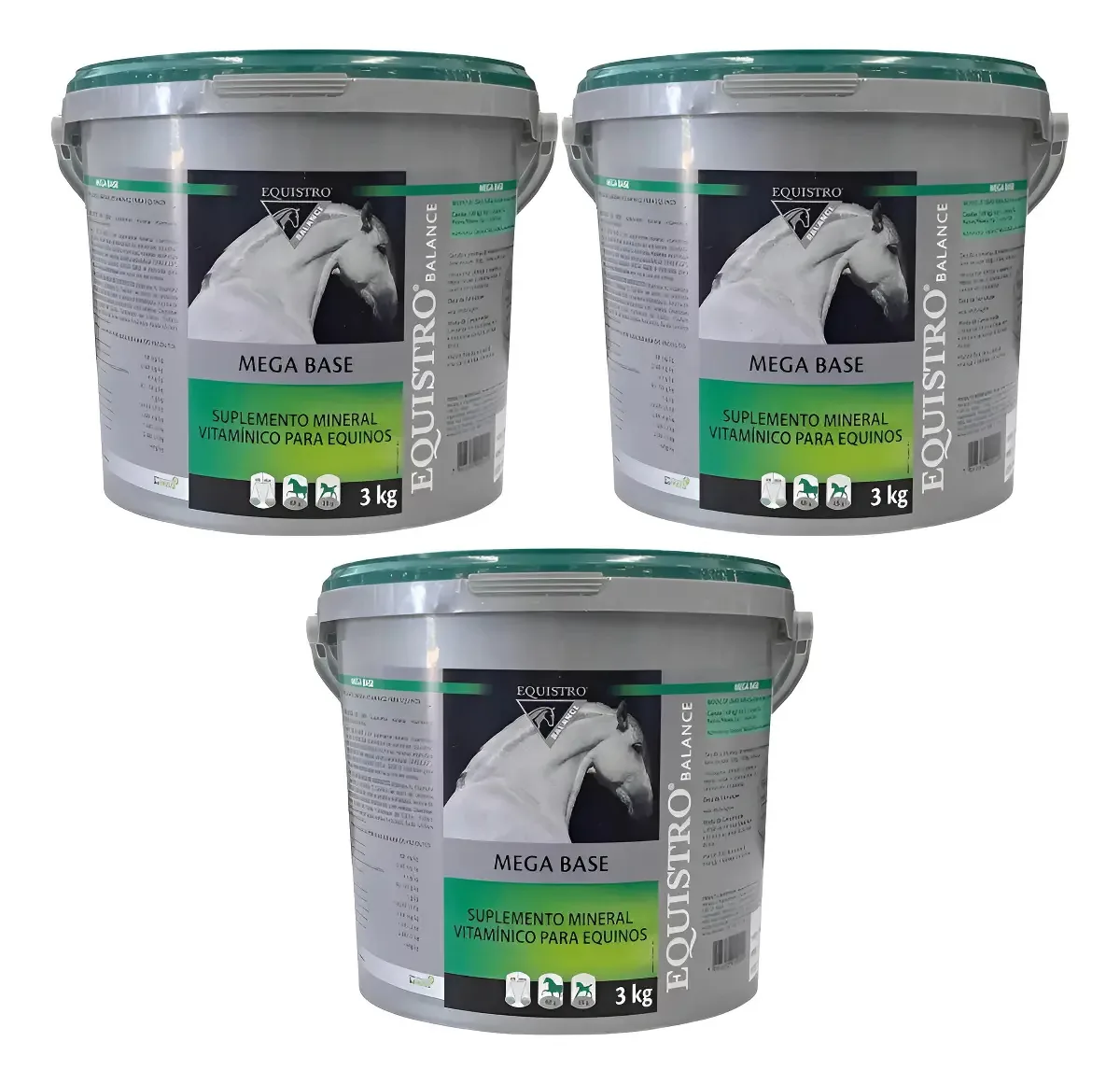 Suplemento Equistro Mega Base em Pó para Cavalos Vetoquinol com Sabor de Leite e Baunilha, Balde 3 kg