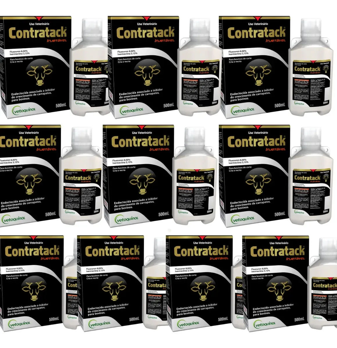Kit 10 Unidades Contratack Endectocida Vetoquinol 500ml Bovinos