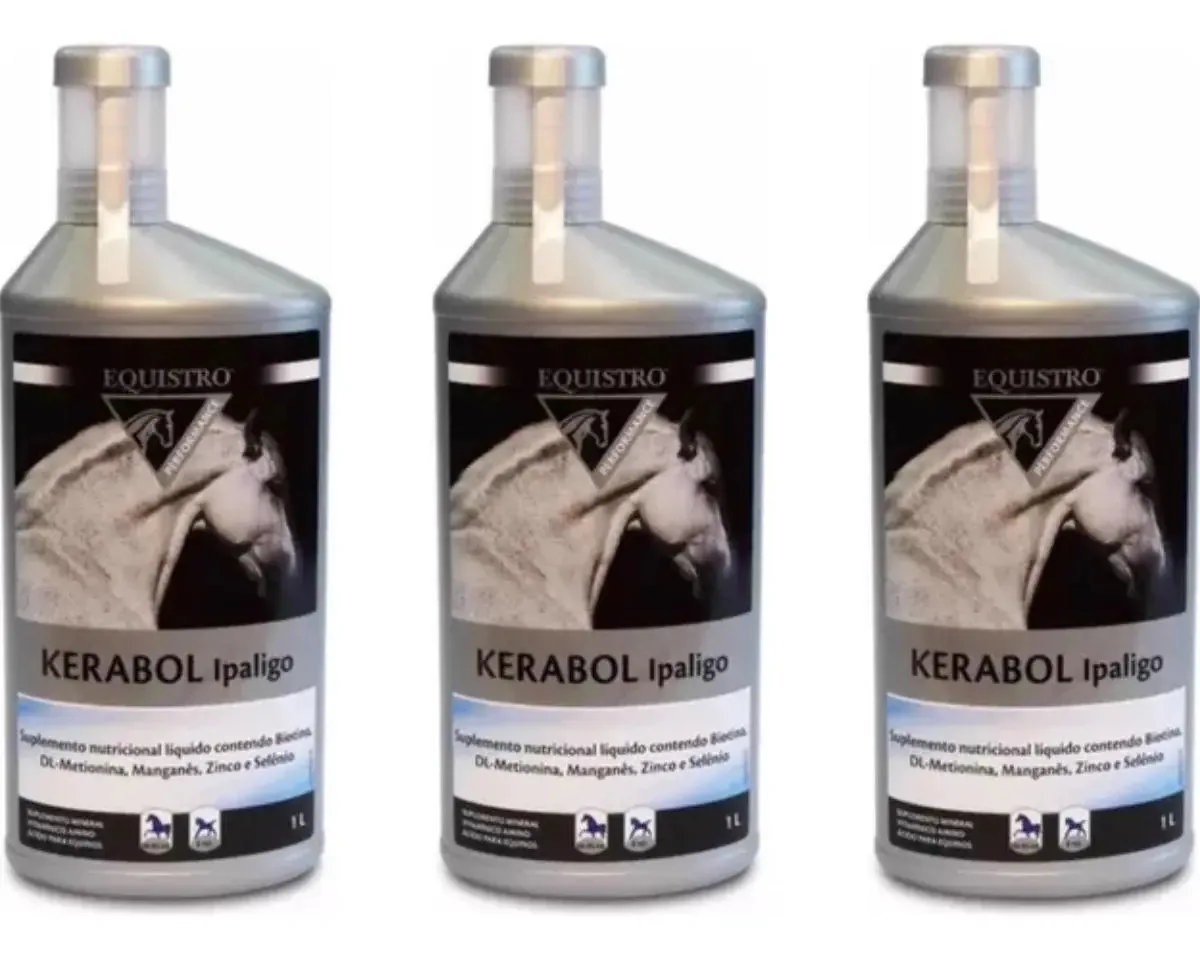 Vetoquinol Equistro Kerabol Ipaligo Suplemento Cavalos 1L Kit 3 Unidades
