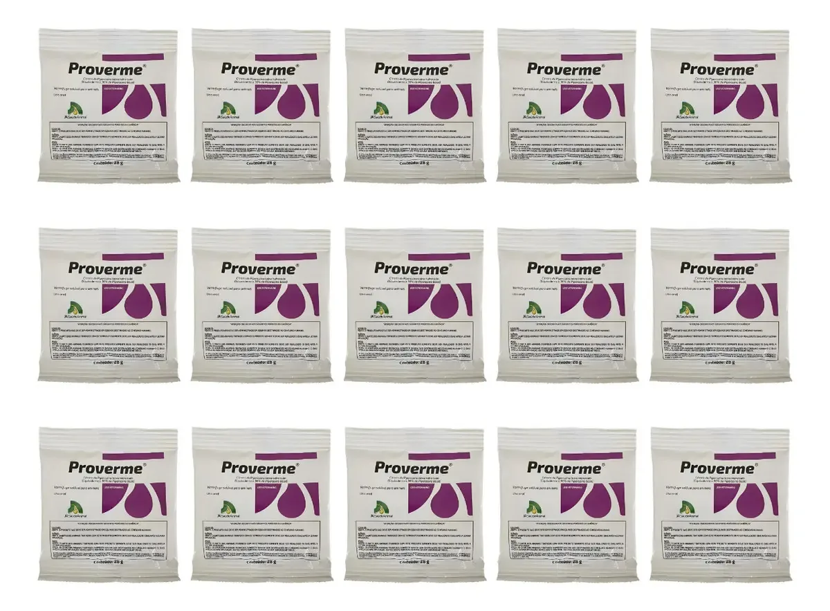Proverme Vermífugo Solúvel 28g Kit 15 Unidades Para Aves Suínos Ovinos Ja Saude Animal
