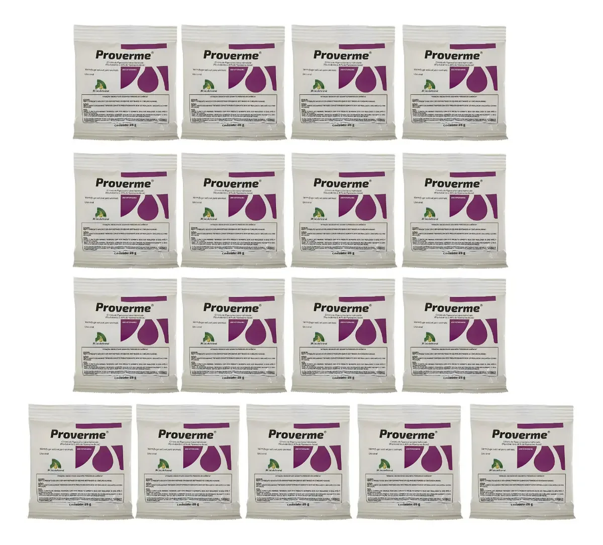 Proverme Vermífugo Solúvel 28g Ja Saude Animal P/ Aves Suínos e Ovinos