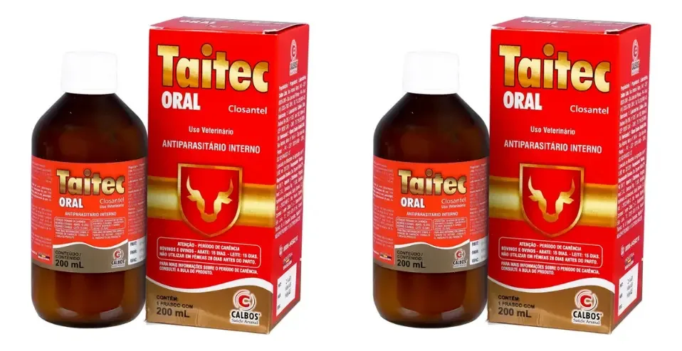 Kit 2 Antiparasitário Oral Calbos Taitec 200ml Bovinos e Ovinos