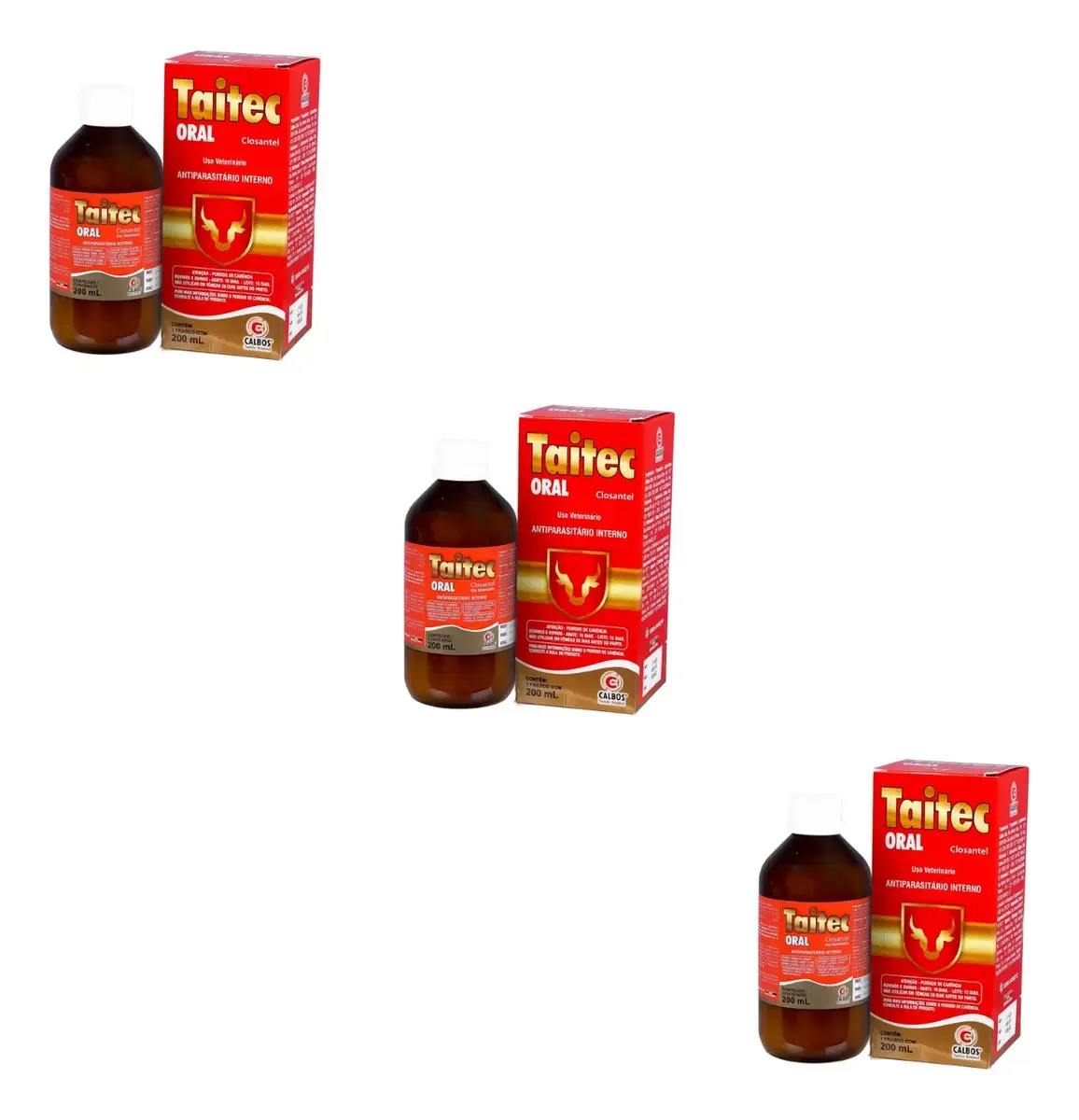 Kit 3 Antiparasitários Internos TAITEC Calbos 200ml Bovinos Ovinos