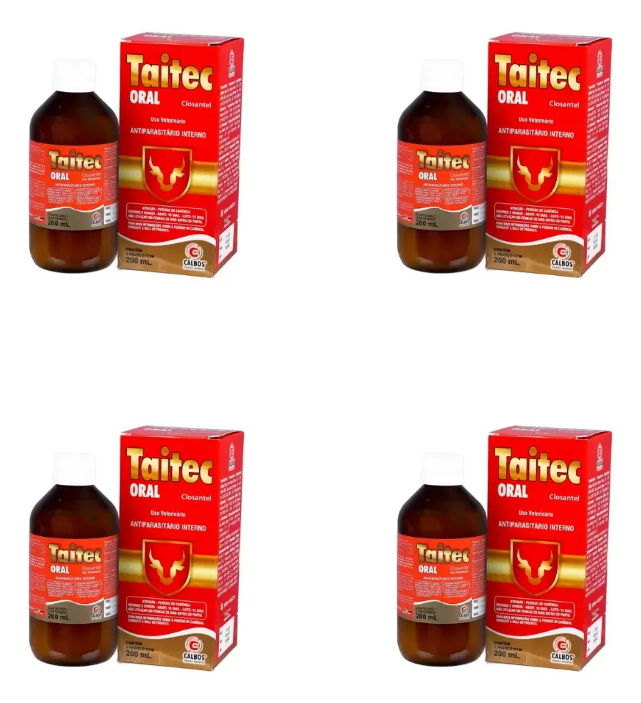 Calbos Taitec Oral 200ml Kit 4 Antiparasitário Bovinso Ovinos