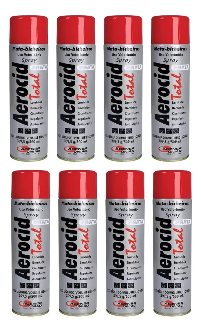 Agener Aerocid T Spray 500ml Kit 8 Unidades Controle de Pragas e Insetos