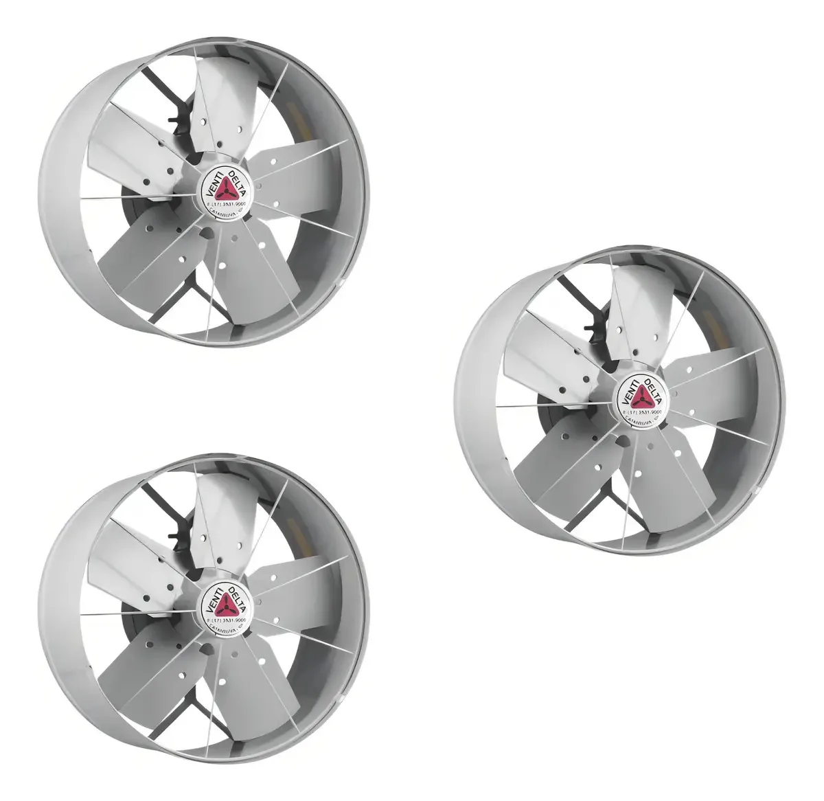 Pack com 3 Exaustores Axiais Industriais Venti Delta de 31.4" Cinza para Renovação do Ar