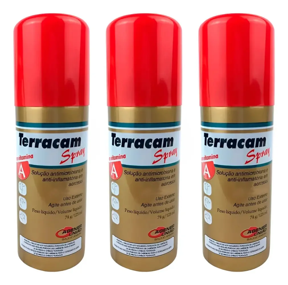 Kit 3 Terracam Spray Vitamina A 125ml Agener União Para Bovinos e Ovinos
