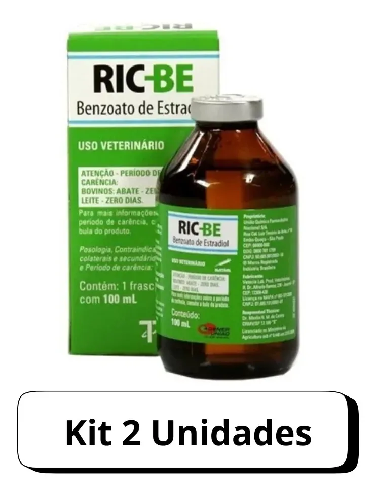 Benzoato de Estradiol Injetável Agener 100ml Kit 2 para Bovinos