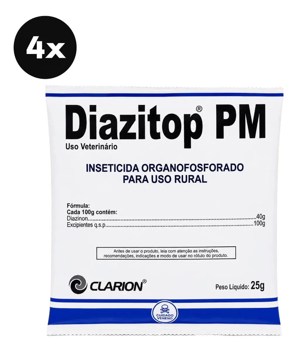 Diazitop PM Vetoquinol Clarion Controle de Pragas Kit 4x25g Para Instalações Rurais