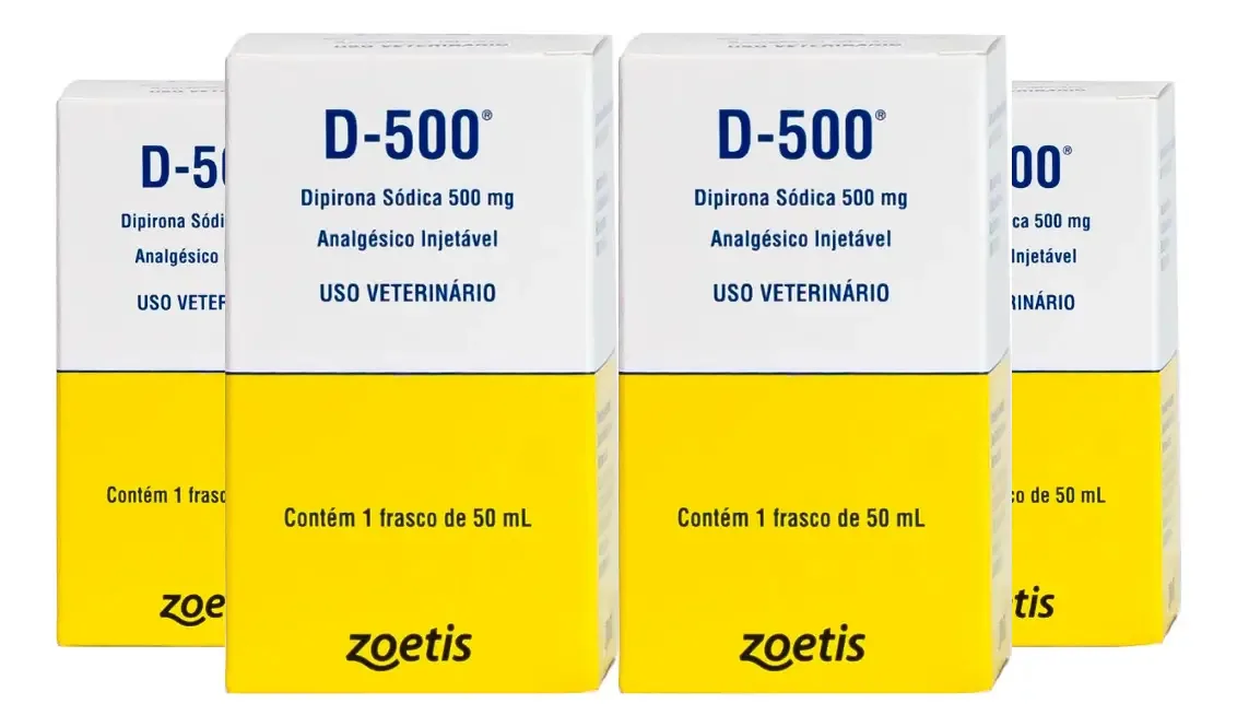 D-500 Analgésico Injetável 50ml Equinos Bovinos Zoetis Kit 4