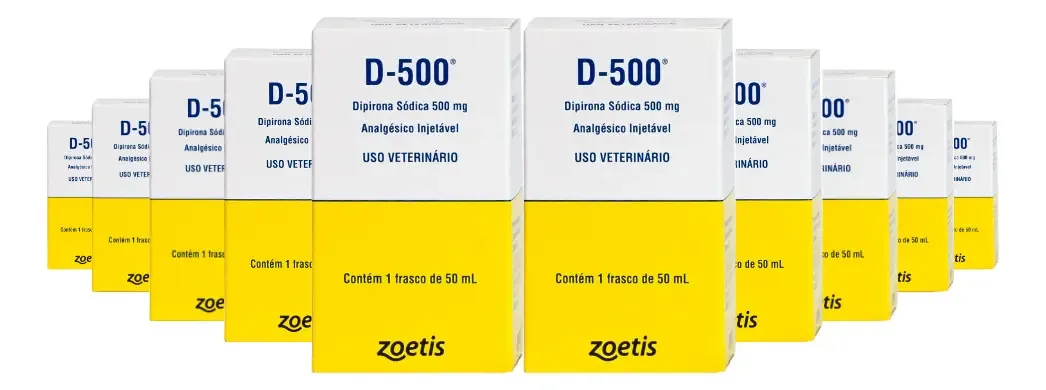 Kit 10 D-500 Analgésico Injetável Equinos Bovinos 50ml Zoetis Dipirona
