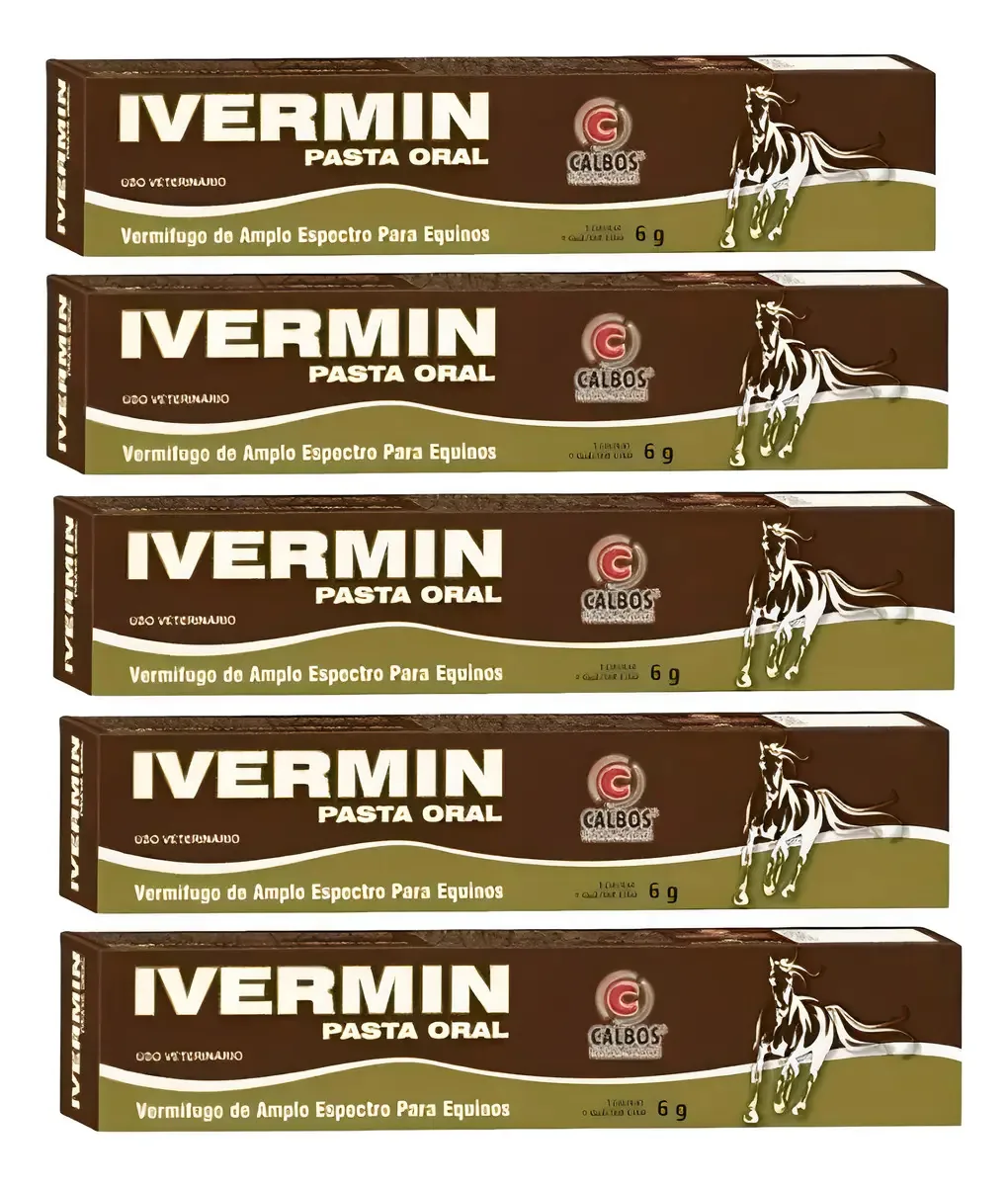 Kit com 5 Ivermin Pasta Oral para Cavalos Adultos Calbos
