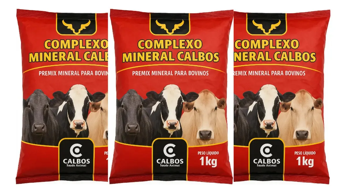 Kit Com 3 - Complexo Mineral Calbos 1 Kg Bovinos