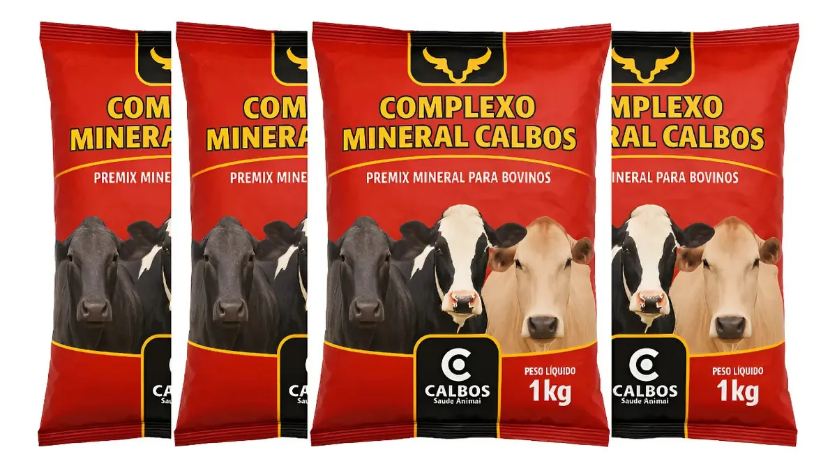Kit Com 4 - Complexo Mineral Calbos 1 Kg Bovinos