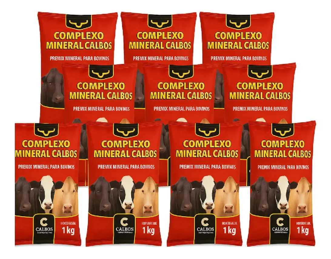 Kit Com 10 - Complexo Mineral Calbos 1 Kg Bovinos